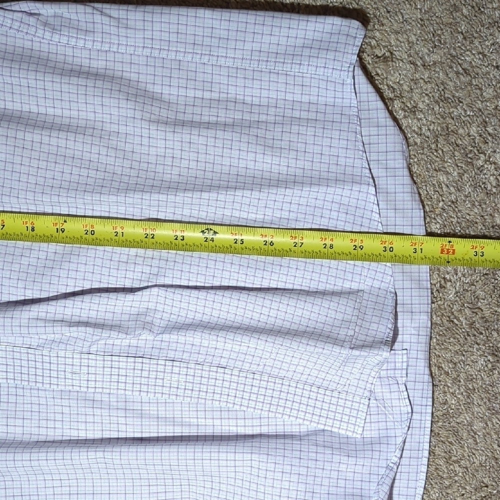 Nautica Men's White and Blue Plaid  Dress Shirt - Picture 8 of 8